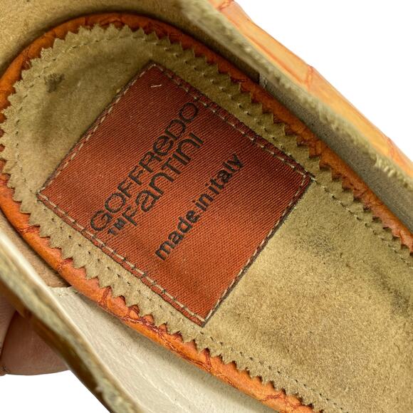 Goffredo Fantini Women Orange Leather Croc Print Peep Toe Tasseled Heel Pump 37 - Picture 8 of 9